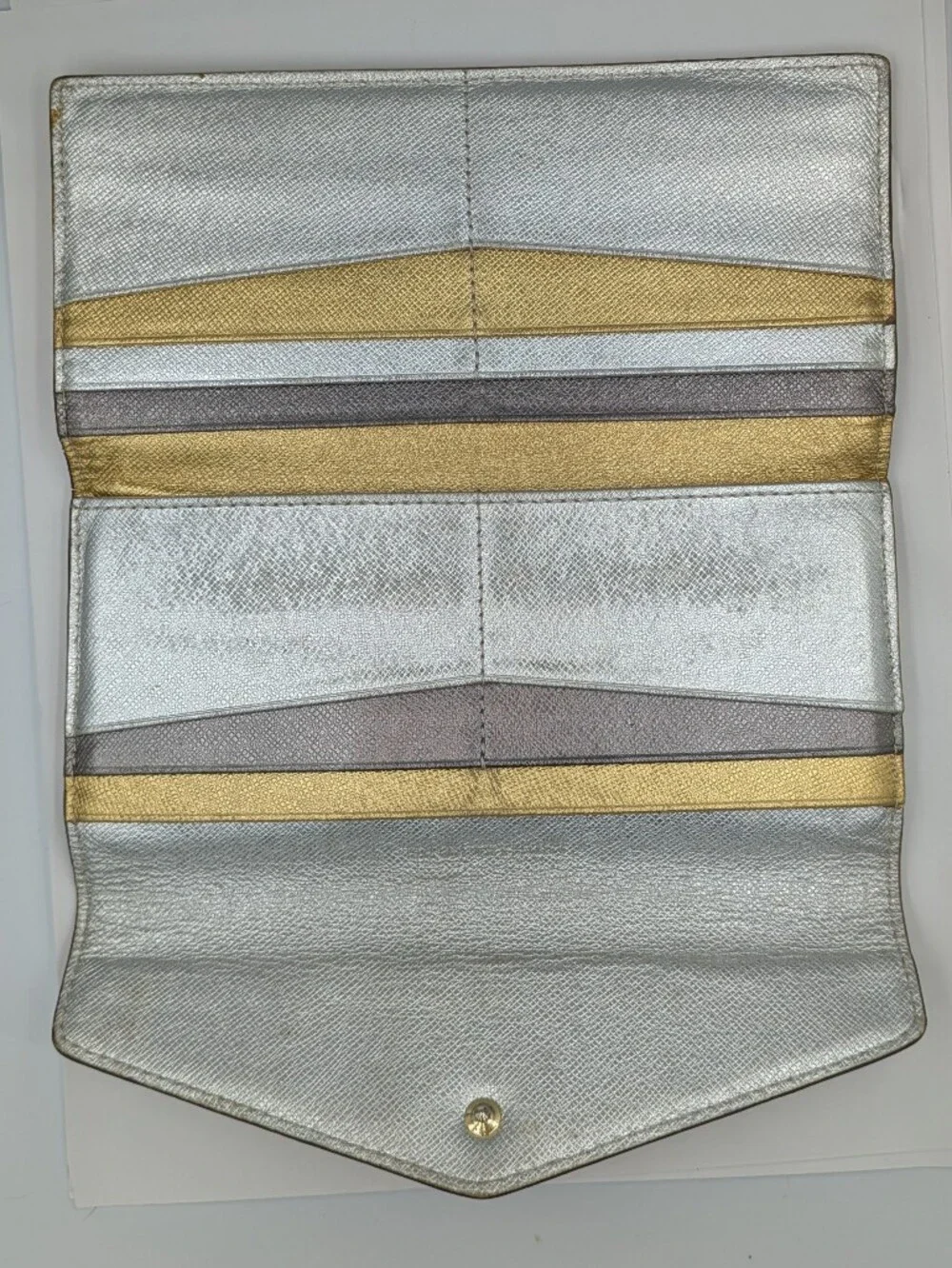 Michael‎ Kors Wallet Golden Metallic Slim Envelope Snap Long Organizer Trifold